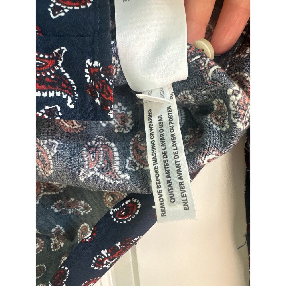 J. Crew Men's Slim Fit Blue with Red and White Paisley Print Collar Button Down - Picture 7 of 11